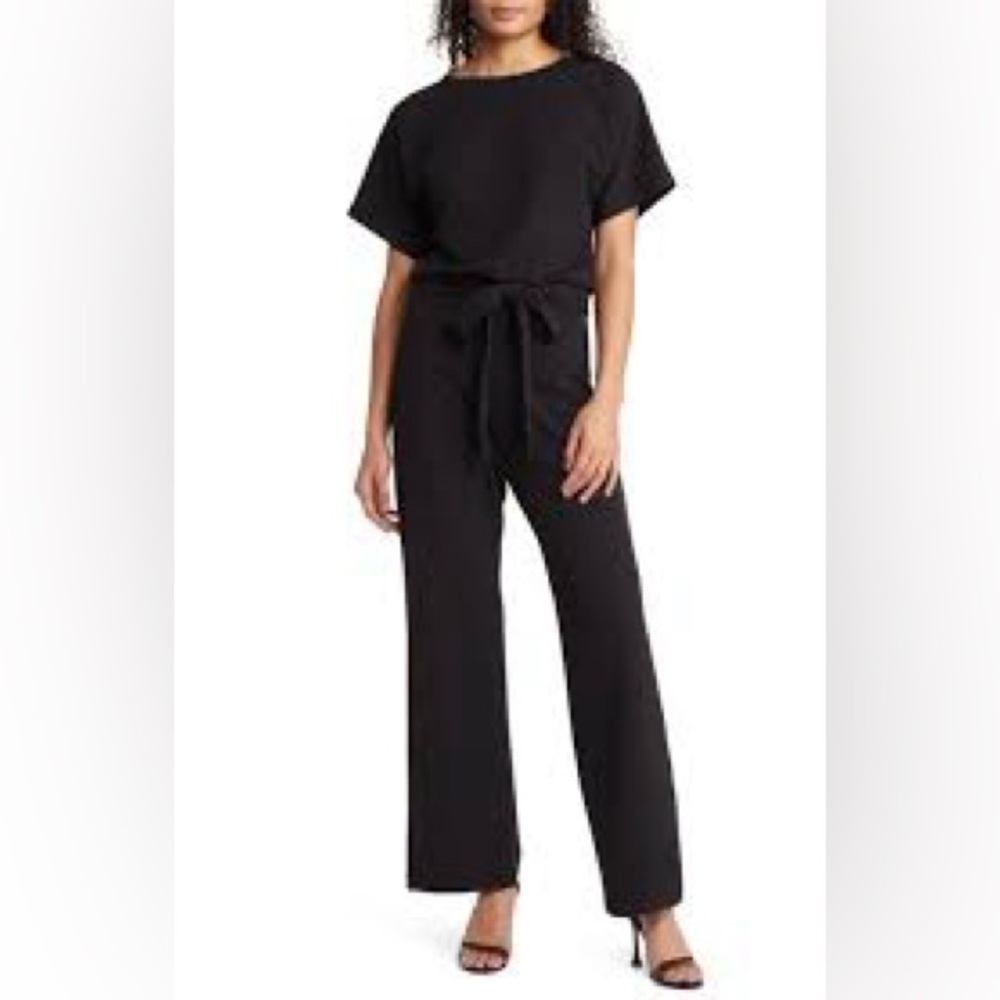 Nikki Lund NWOT Alexandra Black Tie Waist Jumpsuit Sz Large